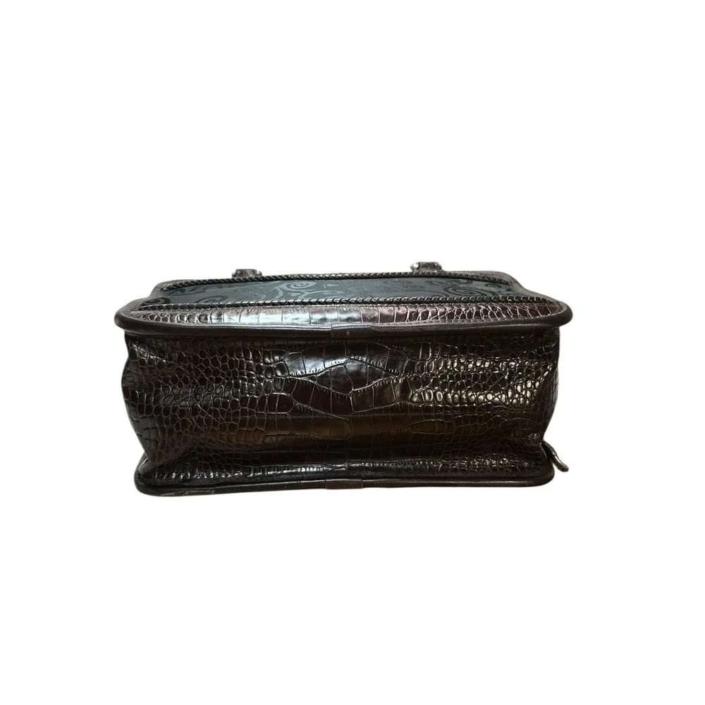 Vintage Brighton Cosmetic Travel Toiletries Bag Brown Leather Black Canvas Case